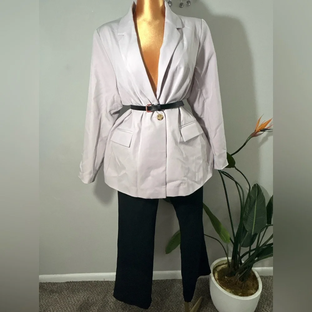 Women's Belted Blazer Jacket - Light Lavandarish - Picture 1 of 8